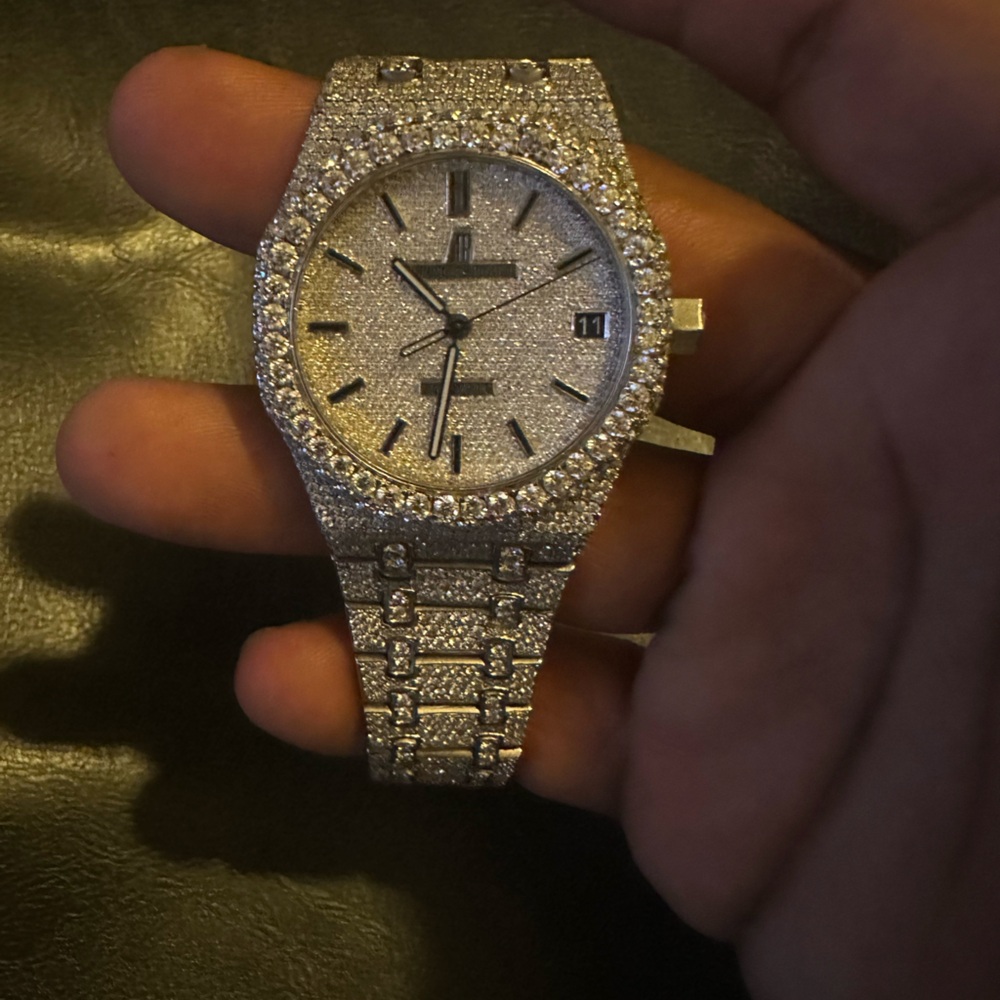 Audemars Piguet Silver Luxury Watch with Diamond Embellishments
